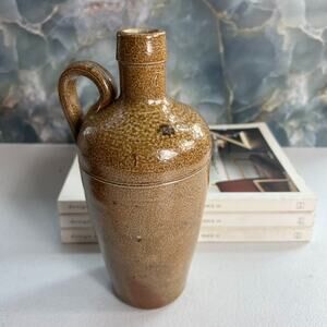 Vintage Tall Jug Pottery Stoneware Unmarked Brown Speckled Salt Glaze Handle